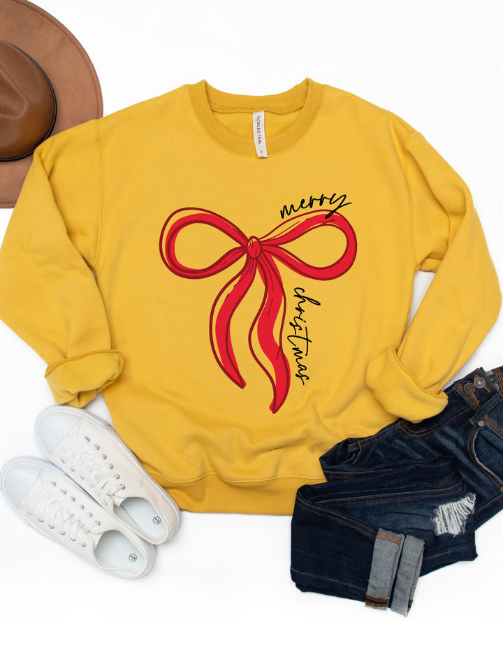 Merry Christmas Bow Graphic Sweatshirt