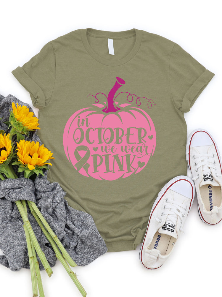 In October We Wear Pink Pumpkin Graphic Tee