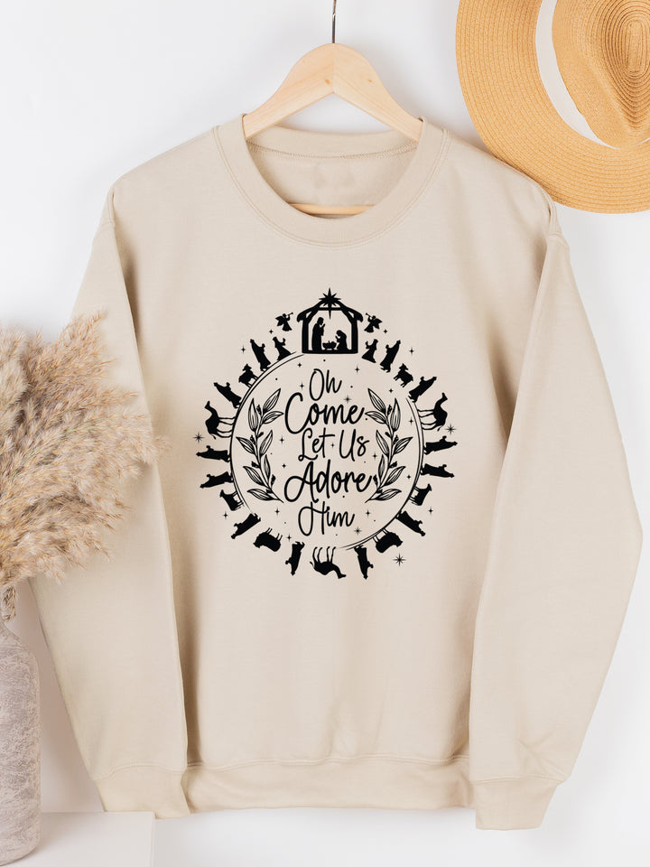 Ornament Come let us Adore Him Graphic Sweatshirt