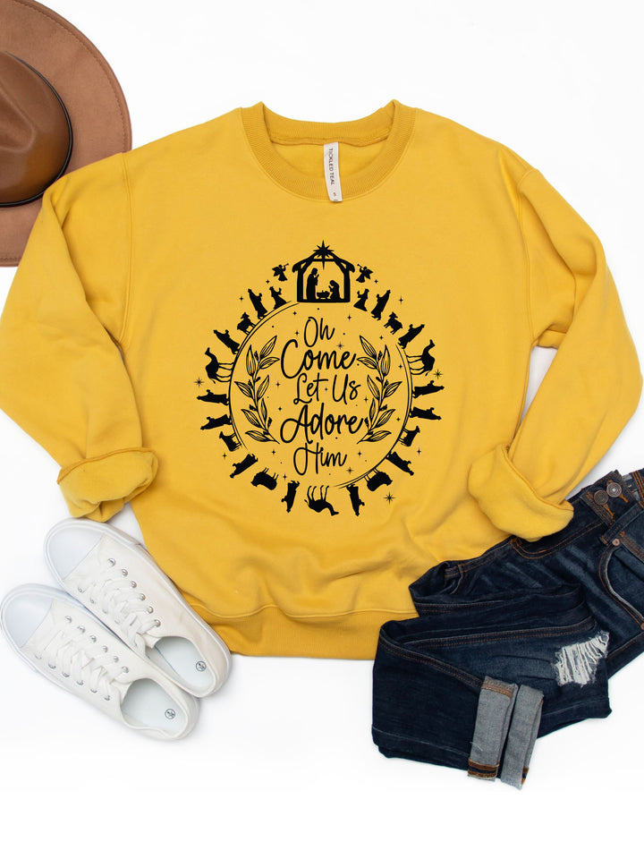 Ornament Come let us Adore Him Graphic Sweatshirt