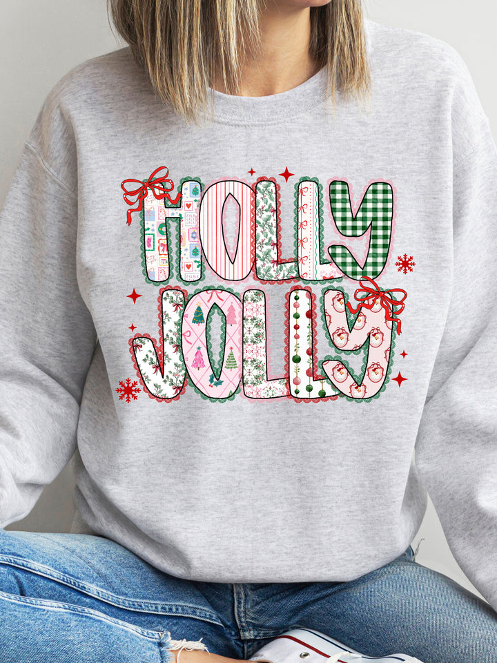 Patterned Holly Jolly  Graphic Sweatshirt