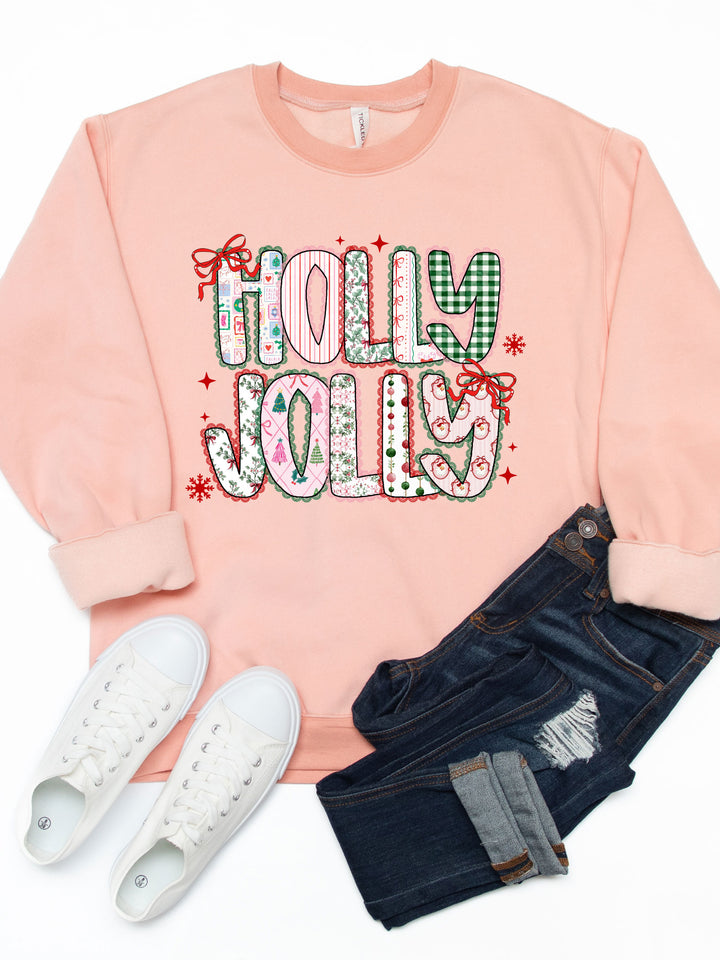 Patterned Holly Jolly  Graphic Sweatshirt
