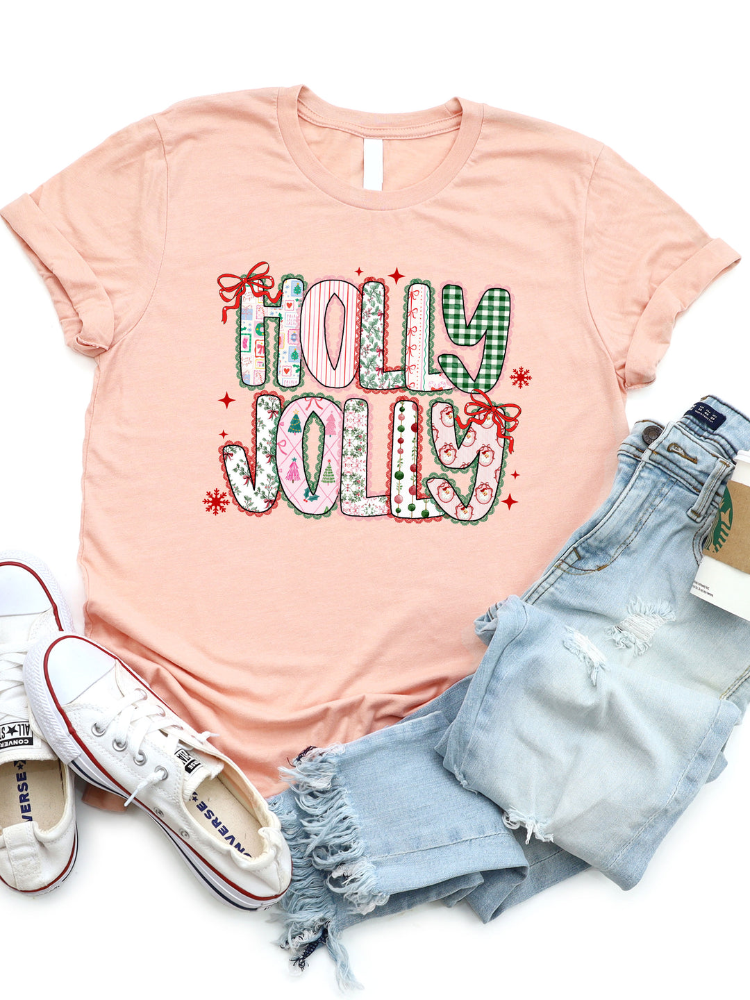 Patterned Holly Jolly Graphic Tee