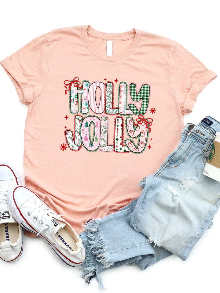 Patterned Holly Jolly Graphic Tee