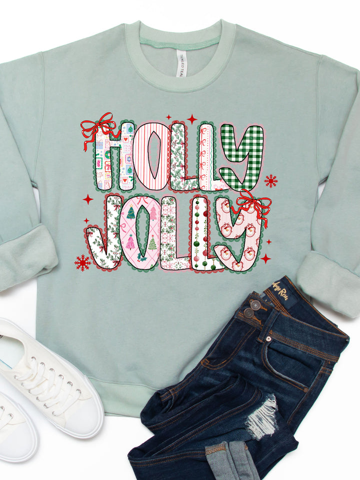 Patterned Holly Jolly  Graphic Sweatshirt