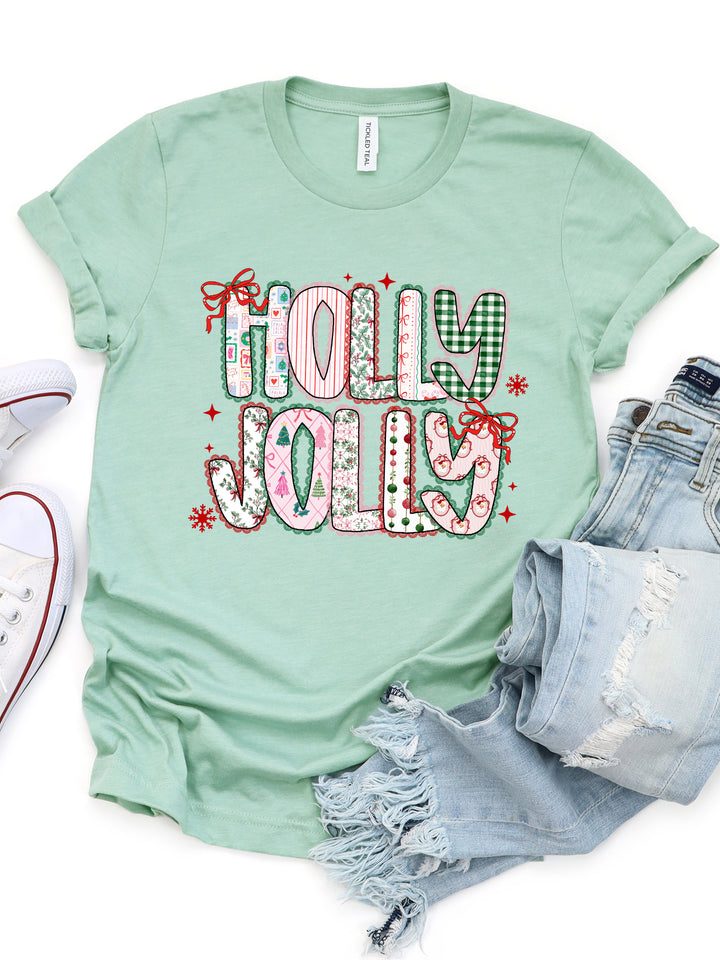 Patterned Holly Jolly Graphic Tee