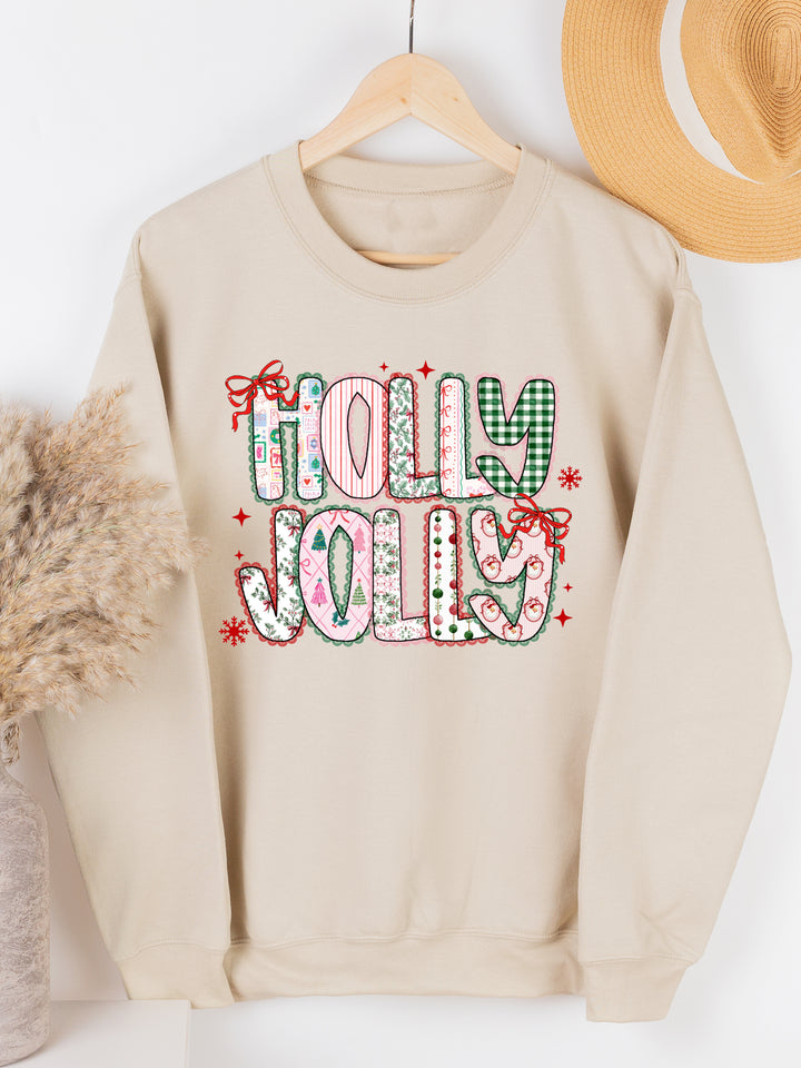 Patterned Holly Jolly  Graphic Sweatshirt