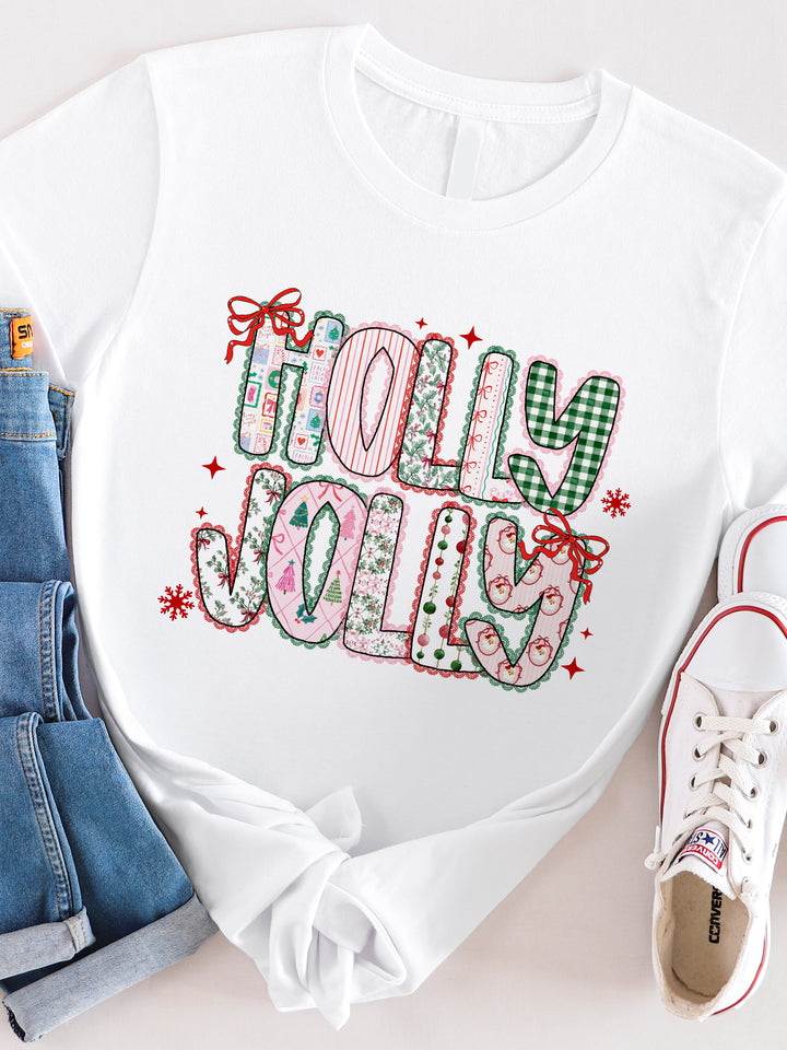 Patterned Holly Jolly Graphic Tee