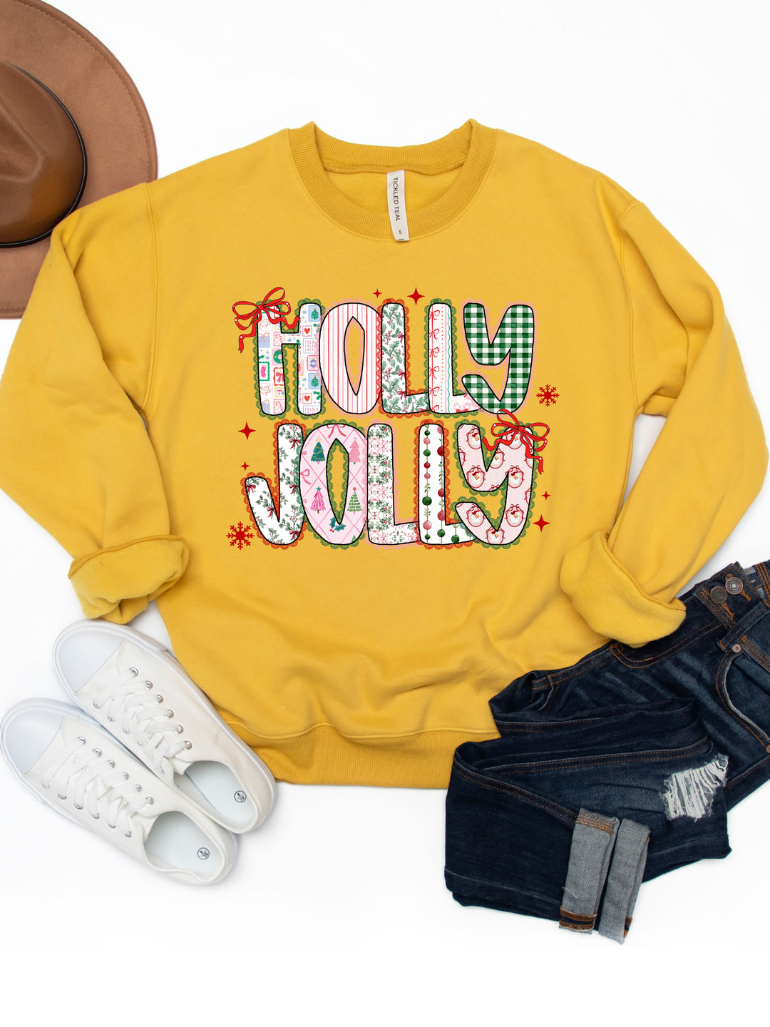 Patterned Holly Jolly  Graphic Sweatshirt