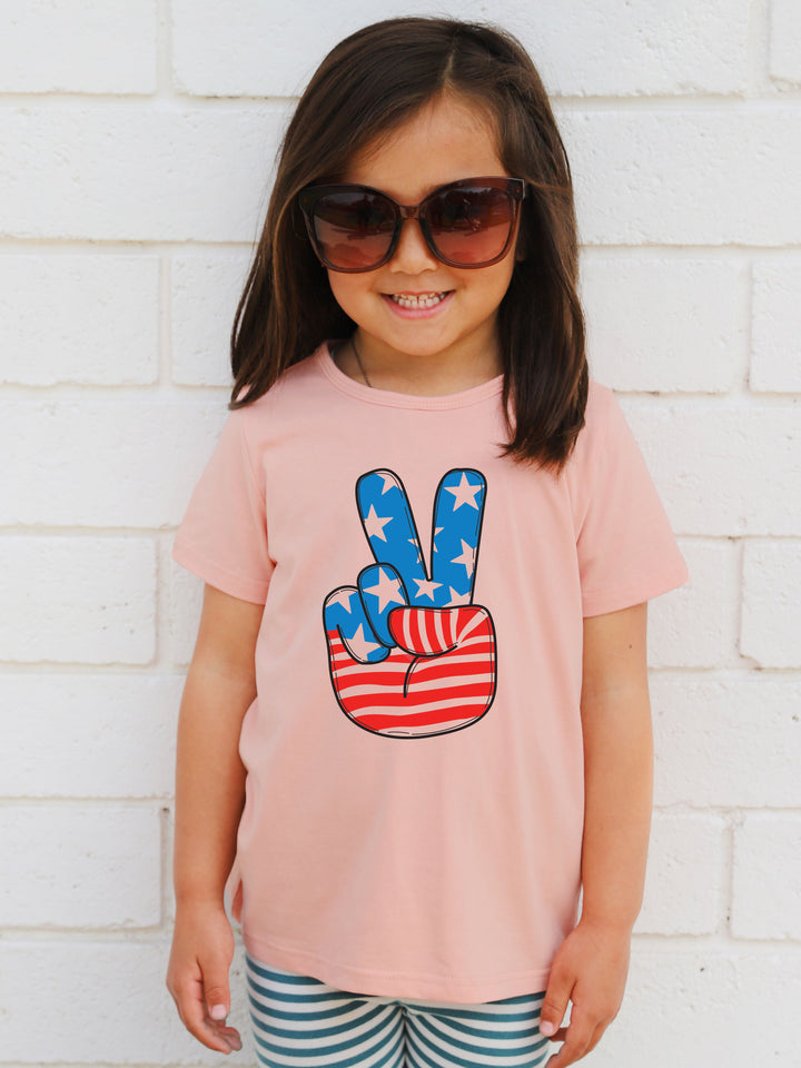 Flag Peace Sign Kids Graphic Tee