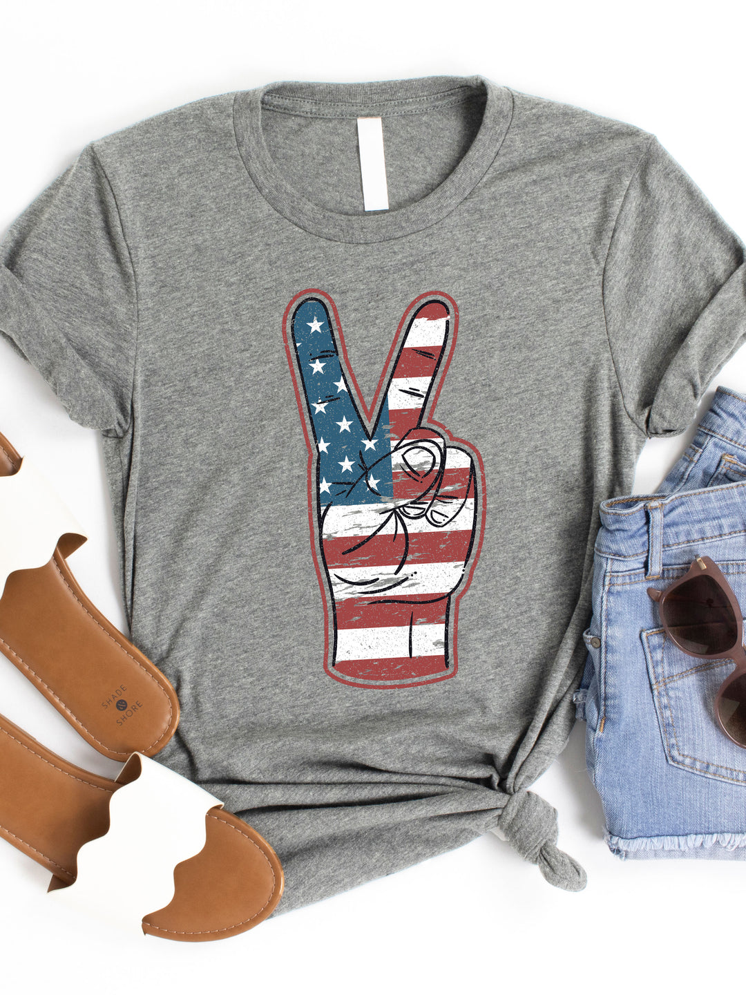 Patriotic Peace Sign Hand Graphic Tee