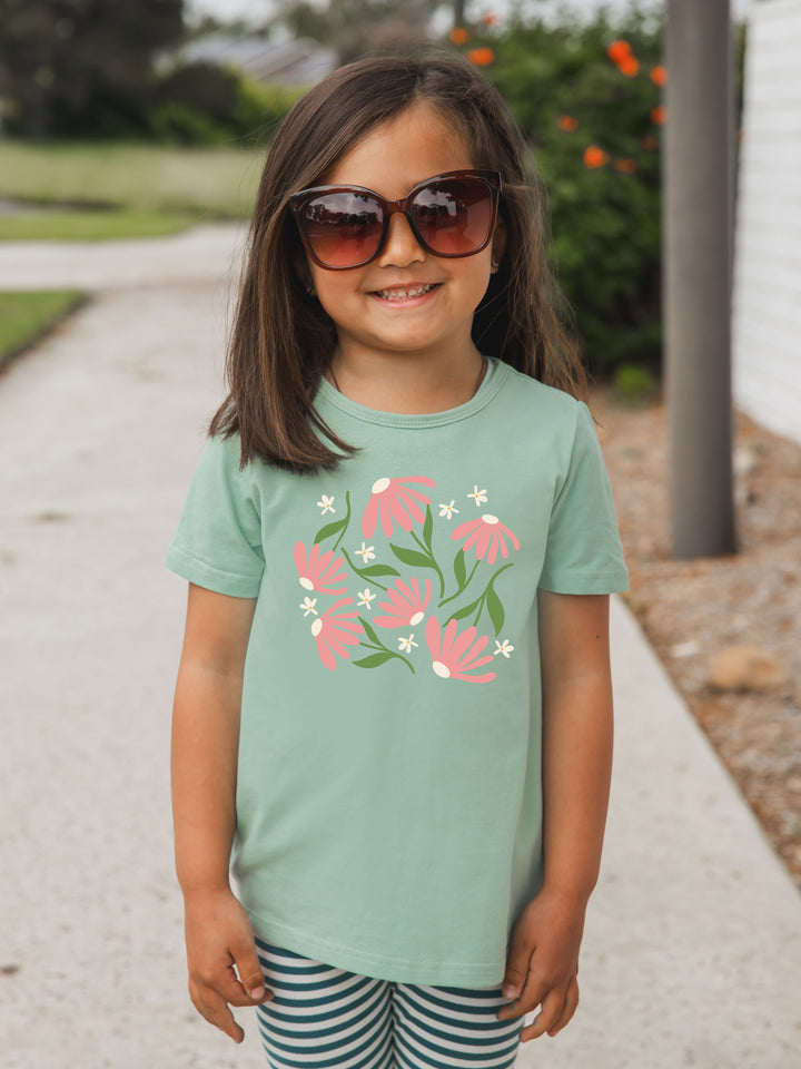 Pink Floral Kids Graphic Tee