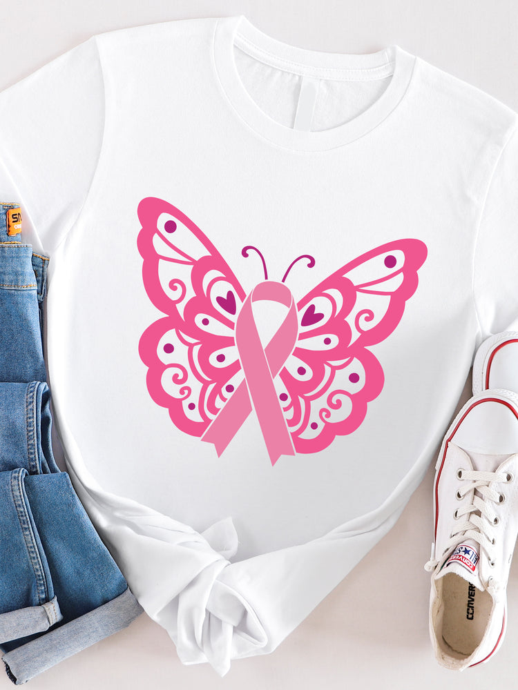 Butterfly Pink Ribbon Graphic Tee