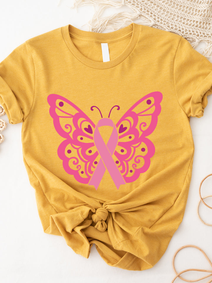 Butterfly Pink Ribbon Graphic Tee