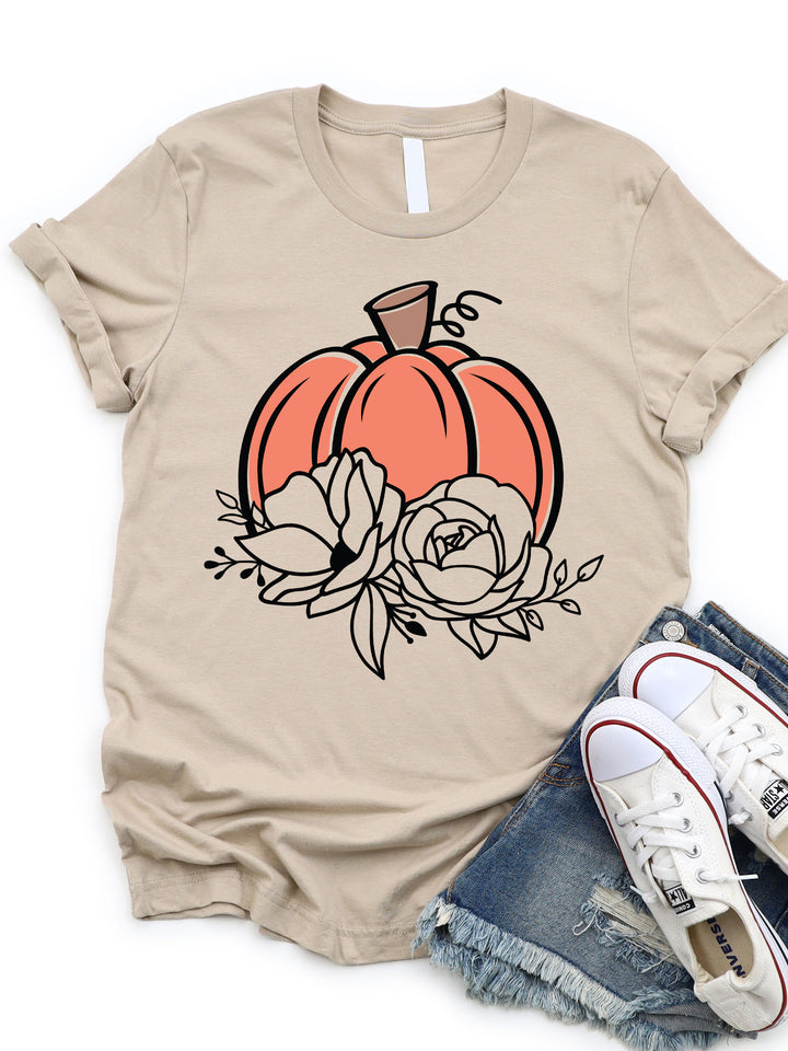 Floral Pumpkin Harvest Graphic Tee