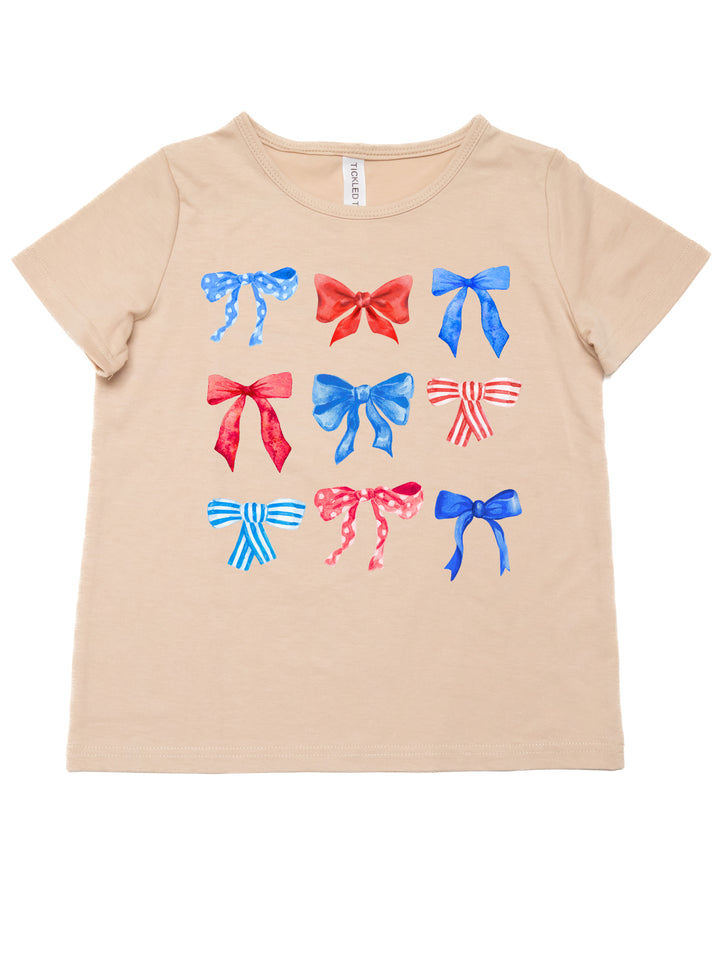 Red Blue Patriotic Bows Coquette Kids Graphic Tee
