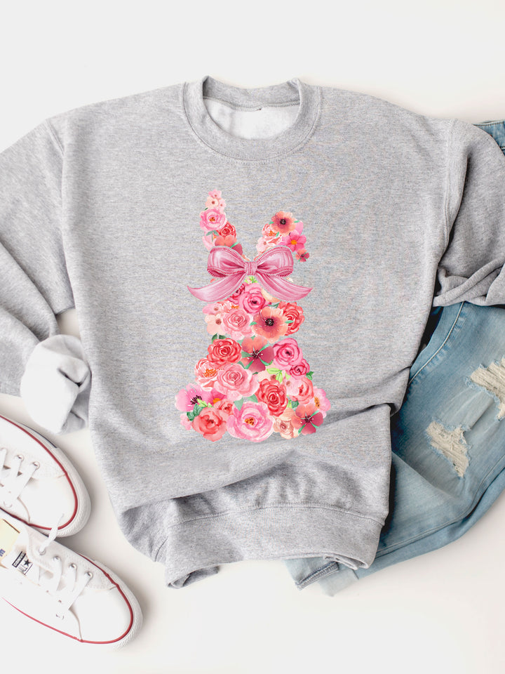 Roses Floral Bunny Graphic Sweatshirt