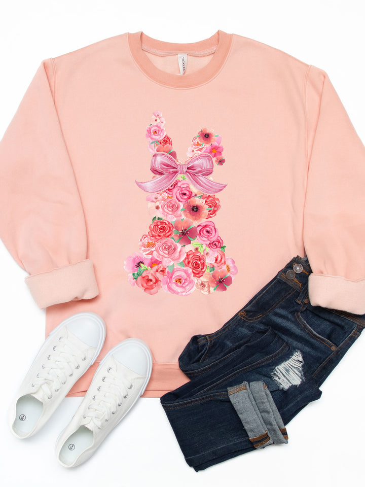 Roses Floral Bunny Graphic Sweatshirt