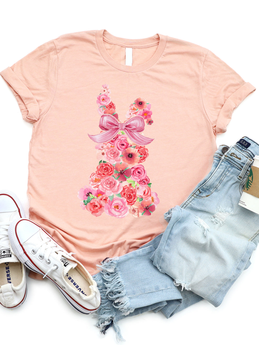 Roses Floral Bunny Graphic Tee