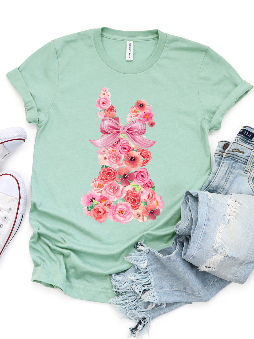 Roses Floral Bunny Graphic Tee