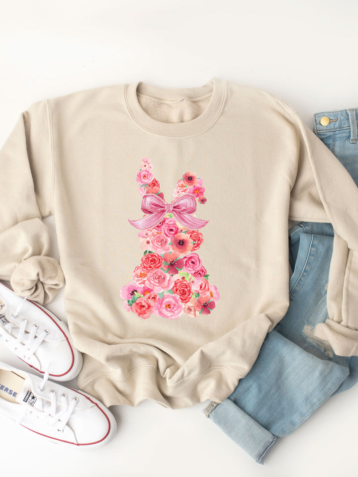 Roses Floral Bunny Graphic Sweatshirt