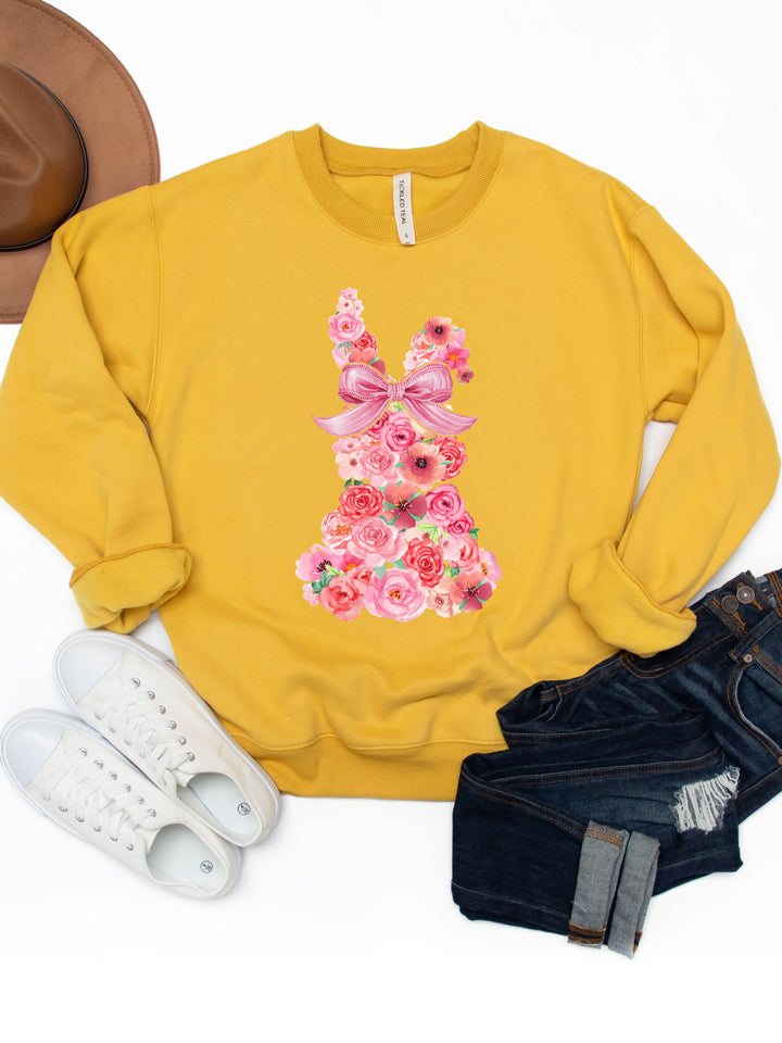 Roses Floral Bunny Graphic Sweatshirt