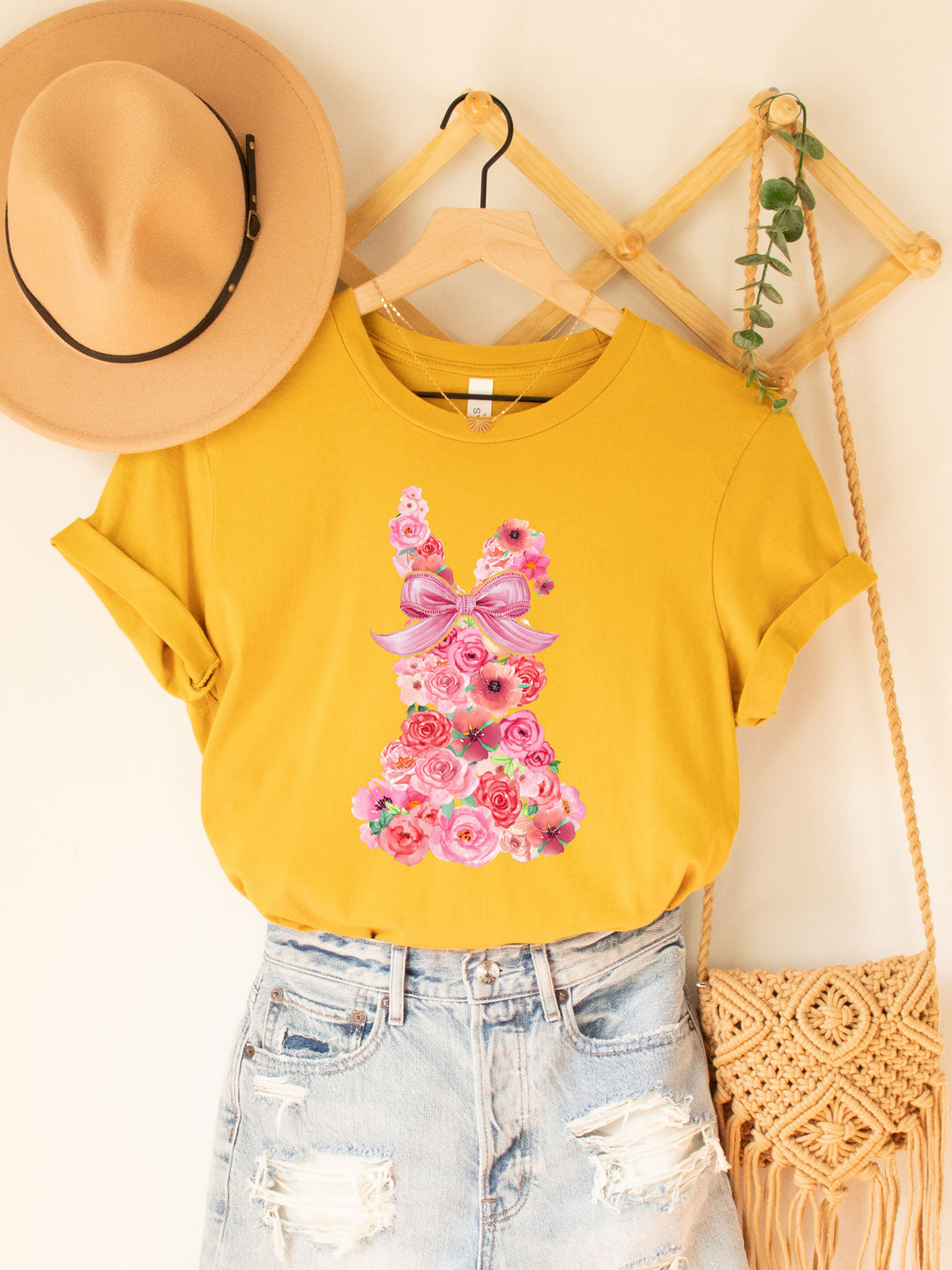 Roses Floral Bunny Graphic Tee