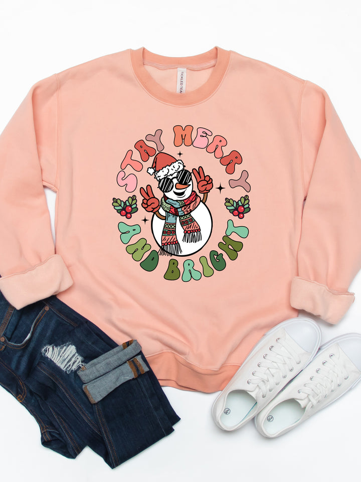 Stay Merry & Bright Snowman - Christmas Graphic Sweatshirt