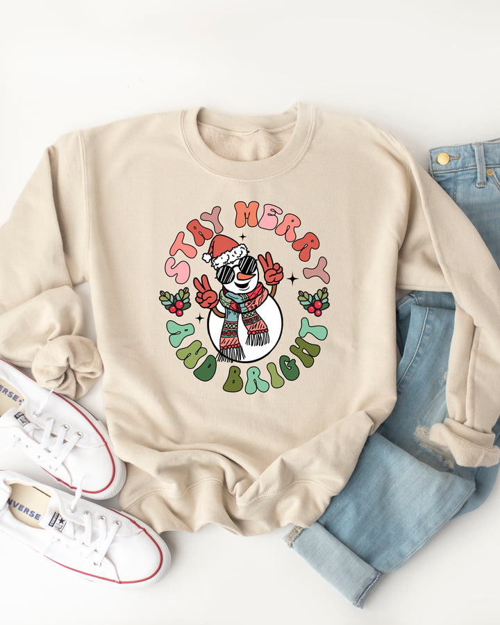Stay Merry & Bright Snowman - Christmas Graphic Sweatshirt