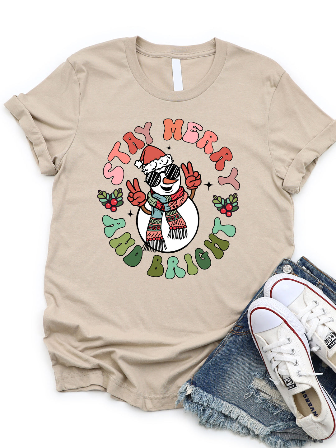 Stay Merry & Bright Snowman Graphic Tee