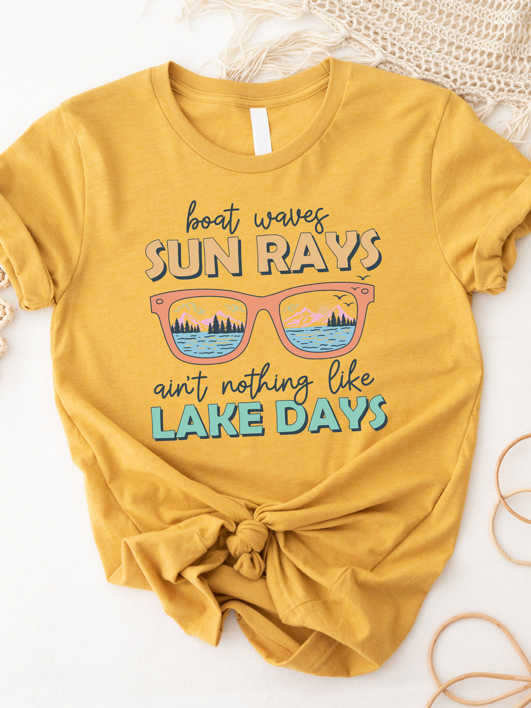 Boat Waves Sun Rays Lake Days Graphic Tee