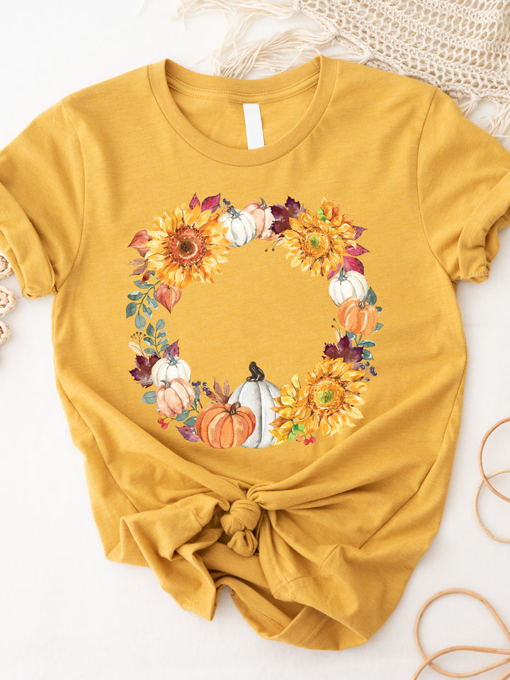 Sunflower Pumpkin Wreath Graphic Tee