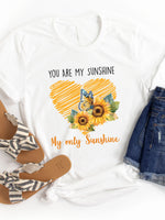 You Are My Sunshine Sunflower Heart Graphic Tee