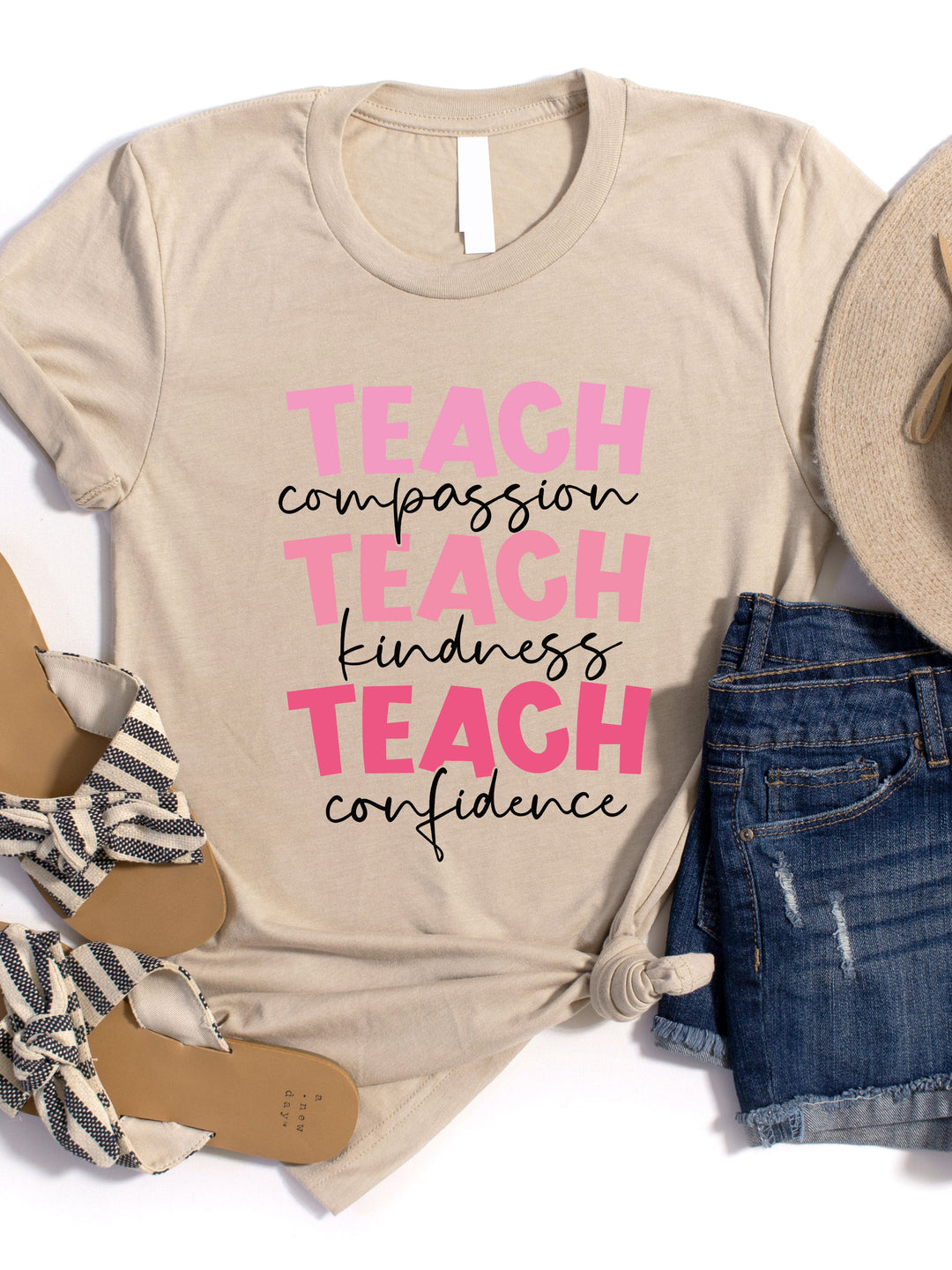 Teach Compassion Kindness Confidence Graphic Tee