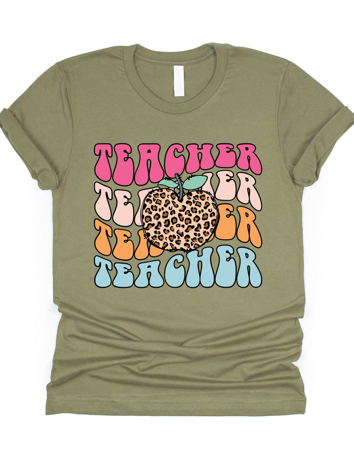 Teacher Cheetah Apple Graphic Tee