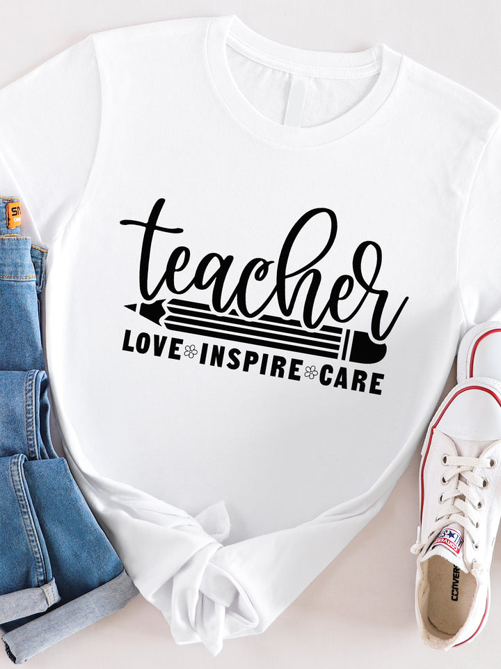 Teacher Love Inspire Care Graphic Tee