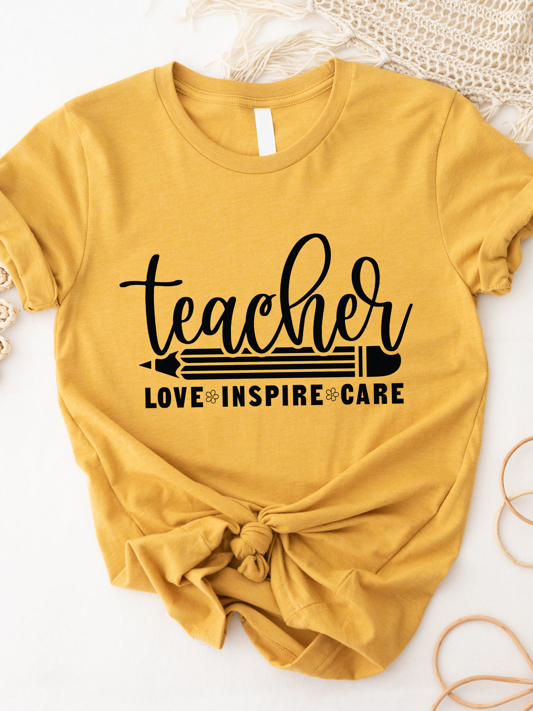 Teacher Love Inspire Care Graphic Tee