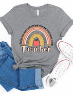 Teacher Pencil Ruler Rainbow Graphic Tee