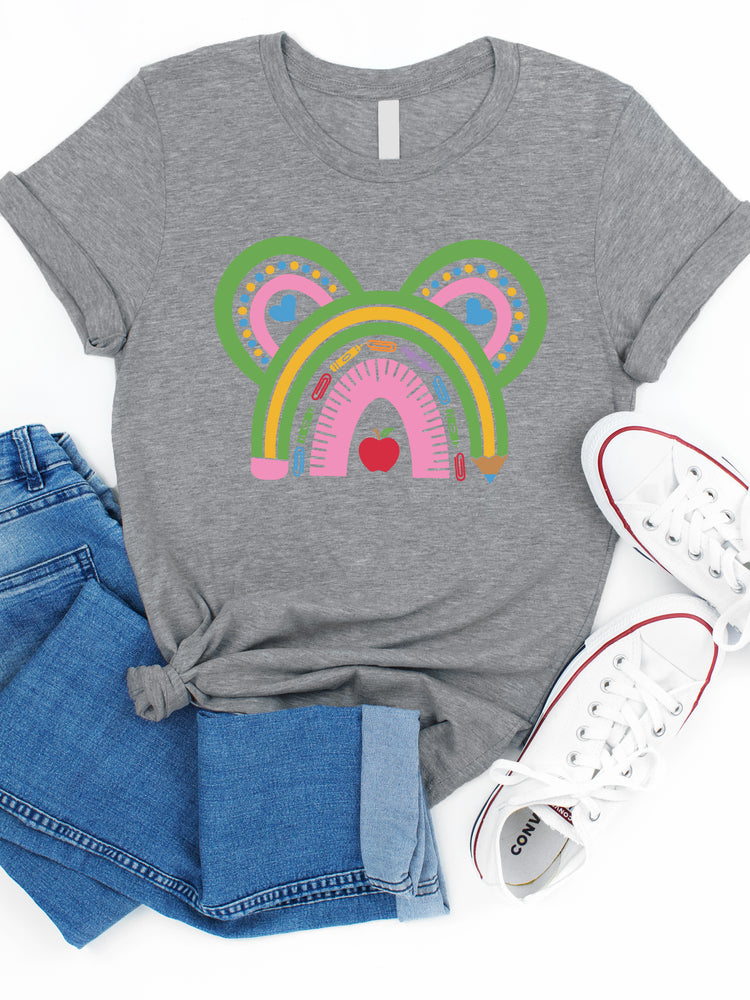Teacher Minnie Mouse Rainbow Graphic Tee