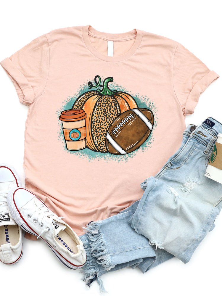 Pumpkins, Lattes, Football Graphic Tee