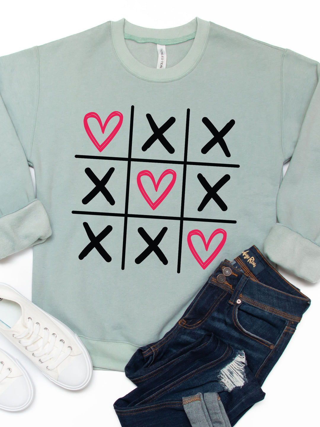 Tic Tac Toe Hearts Graphic Sweatshirt