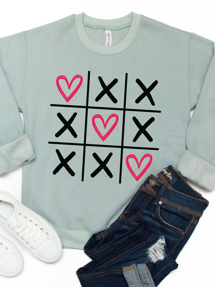 Tic Tac Toe Hearts Graphic Sweatshirt