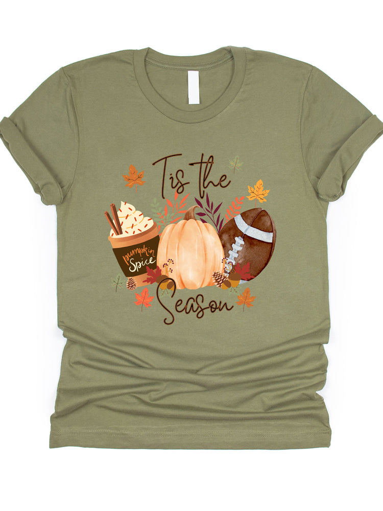 Tis The Season Football Pumpkin Spice Graphic Tee