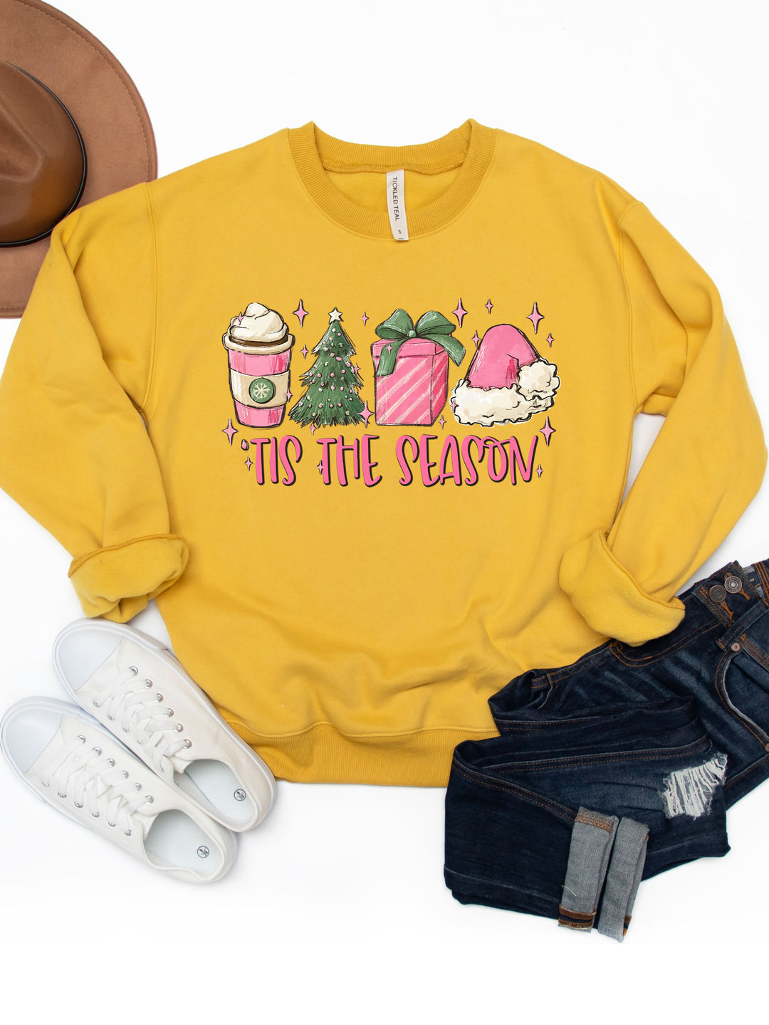 Tis The Season Pink - Christmas Graphic Sweatshirt