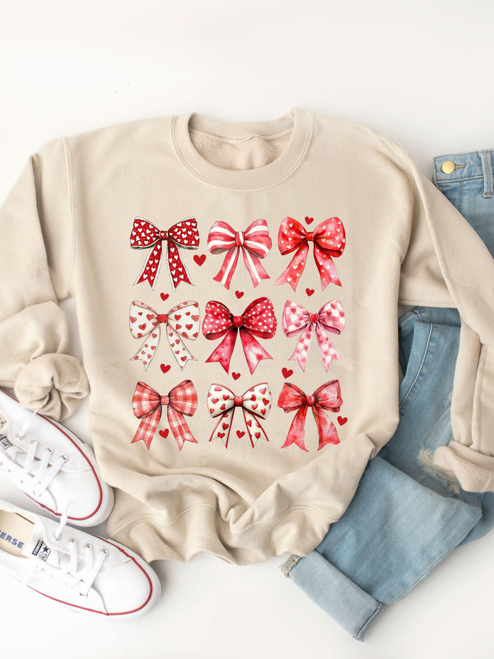 Patterned Valentine Bows Graphic Sweatshirt