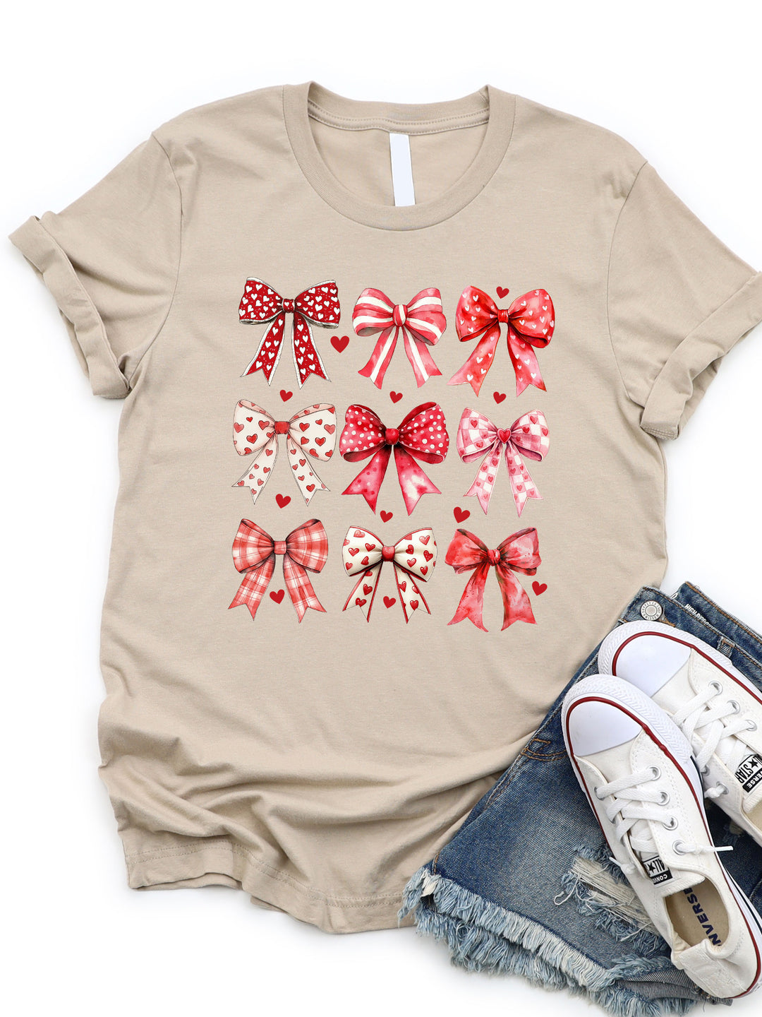 Valentine Patterned Bows Graphic Tee