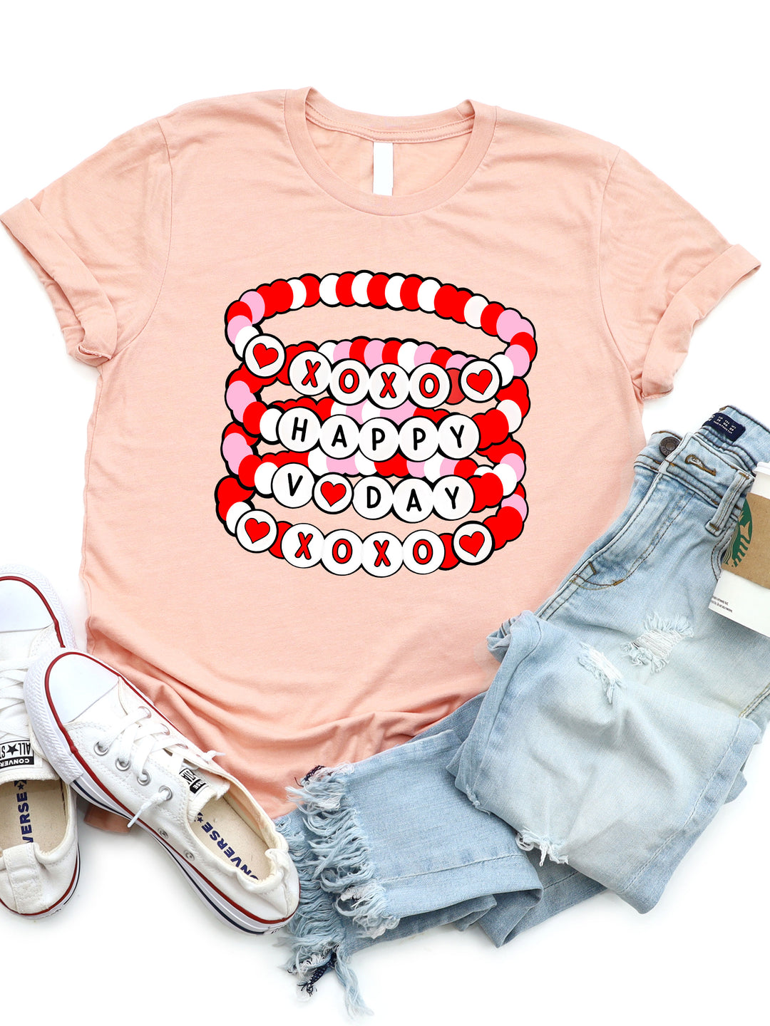 Happy V-Day Beaded Bracelets Graphic Tee