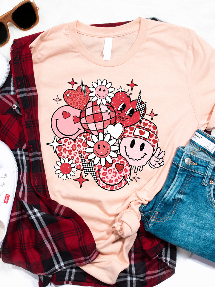 Valentine Smiley Face Graphic Tee