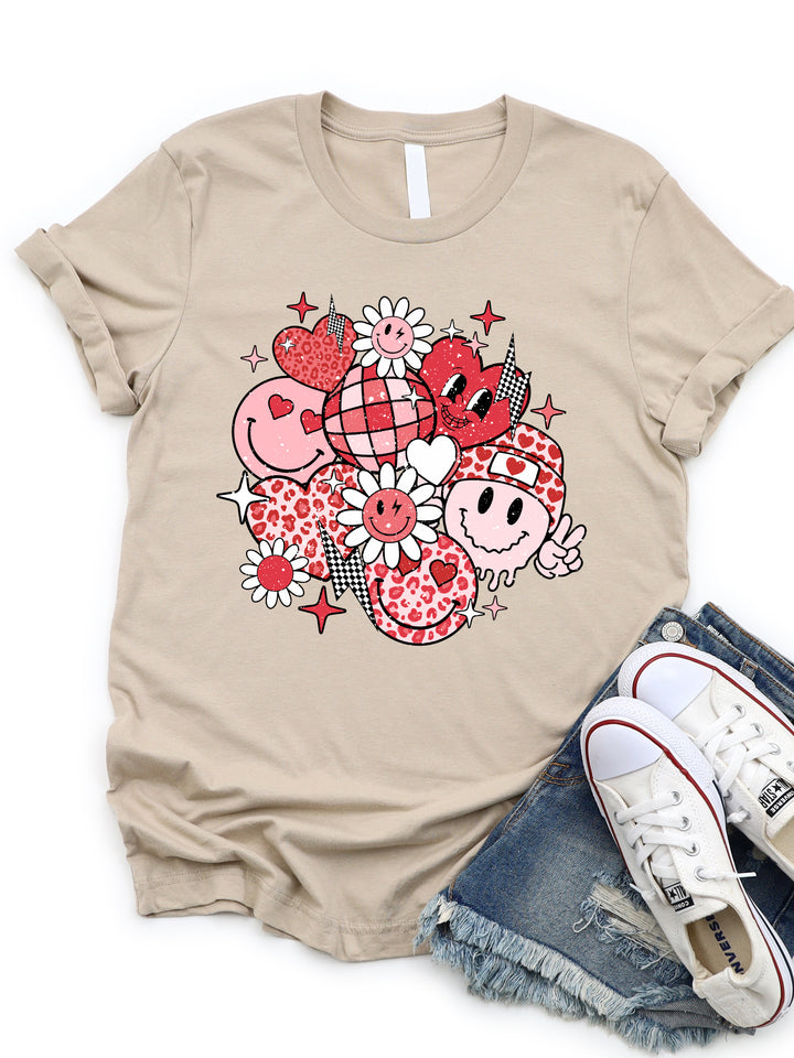 Valentine Smiley Face Graphic Tee