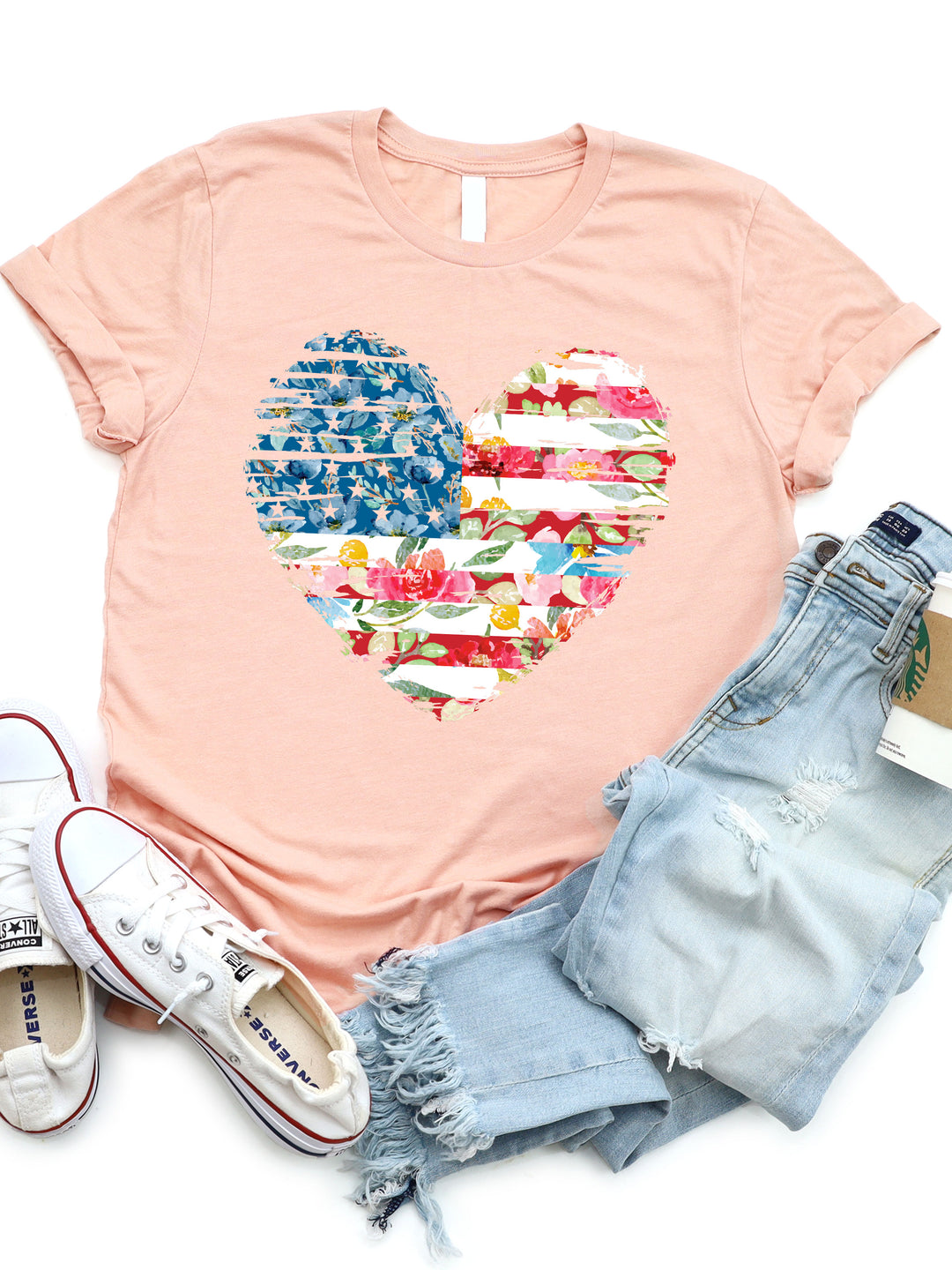 Watercolor Flag Heart Graphic Tee